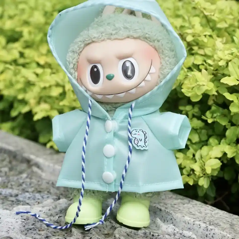 adorable Labubu raincoat set with matching rain boots