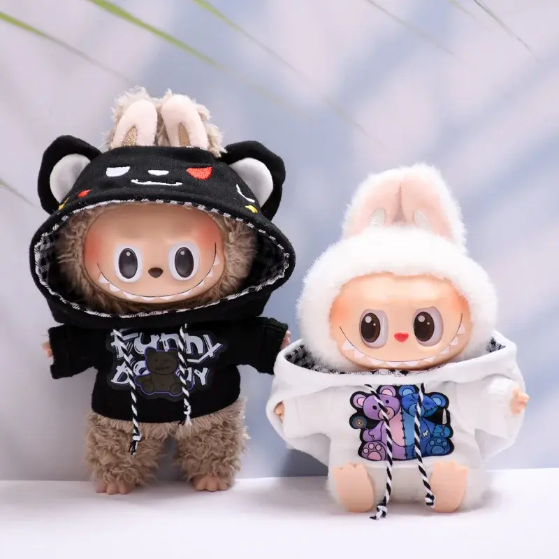 adorable black labubu hoodie with funny bear graphic