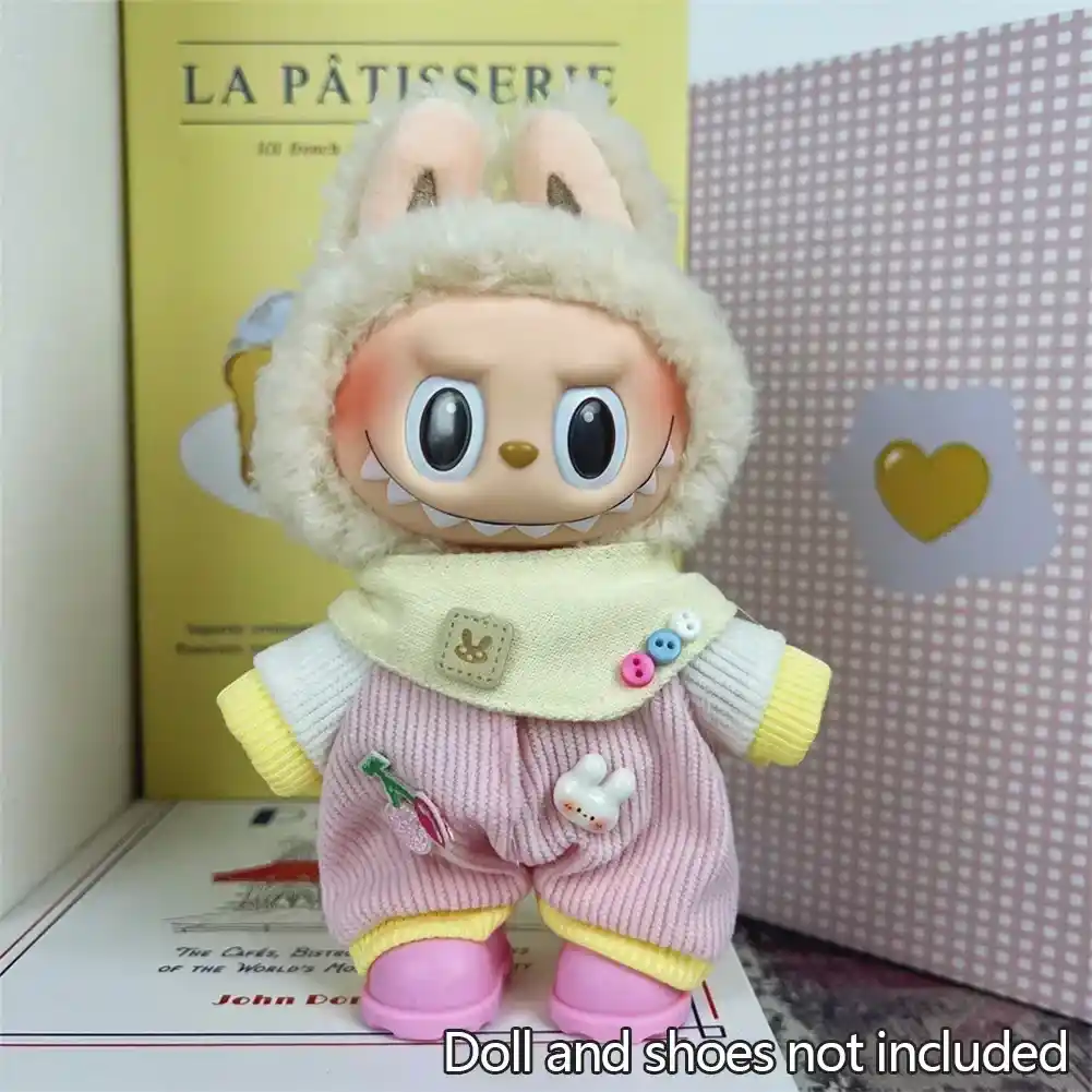 adorable bucket hat 17cm Labubu doll outfit accessory set