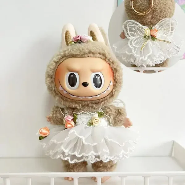adorable bunny costume for 17cm Labubu doll clothes