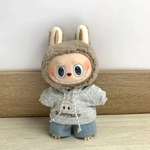 adorable bunny hoodie labubu doll outfit happyday embroidery