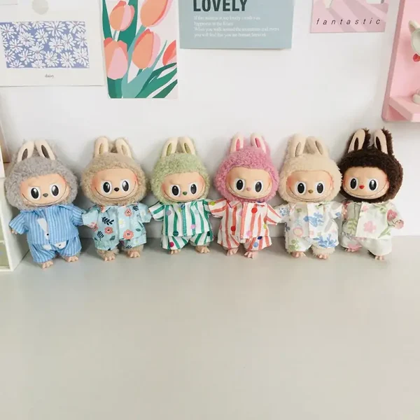 adorable bunny pajamas for 17cm Labubu mini plush