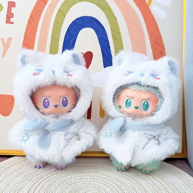 adorable cat ear hooded cape outfit for labubu doll winter cosplay