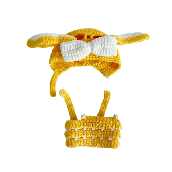 adorable crochet bunny costume for 17cm labubu i and ii dolls