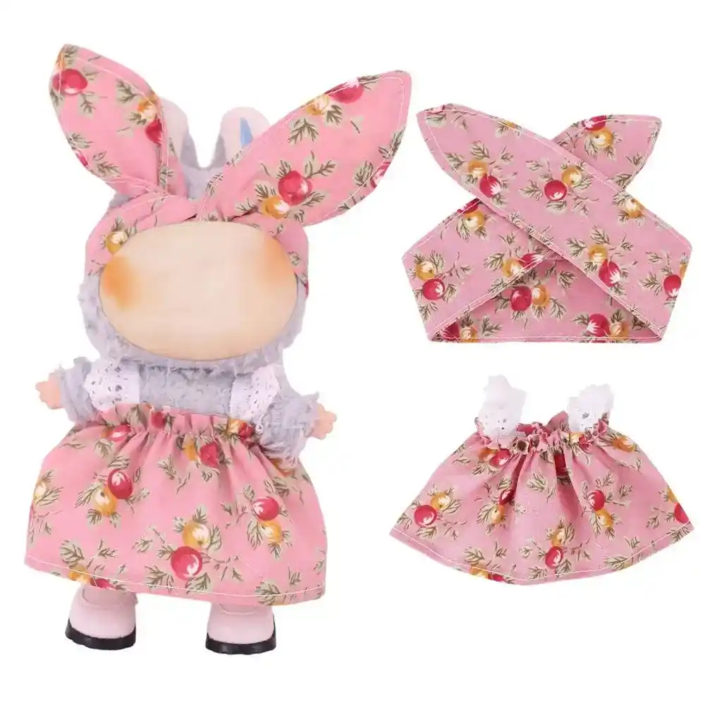 adorable floral bunny dress for 17cm Labubu doll