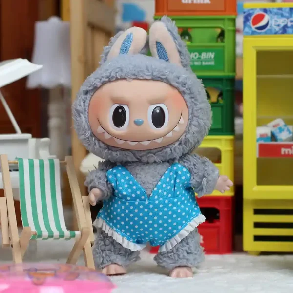 adorable frog slippers included in 17cm Labubu summer outfit set