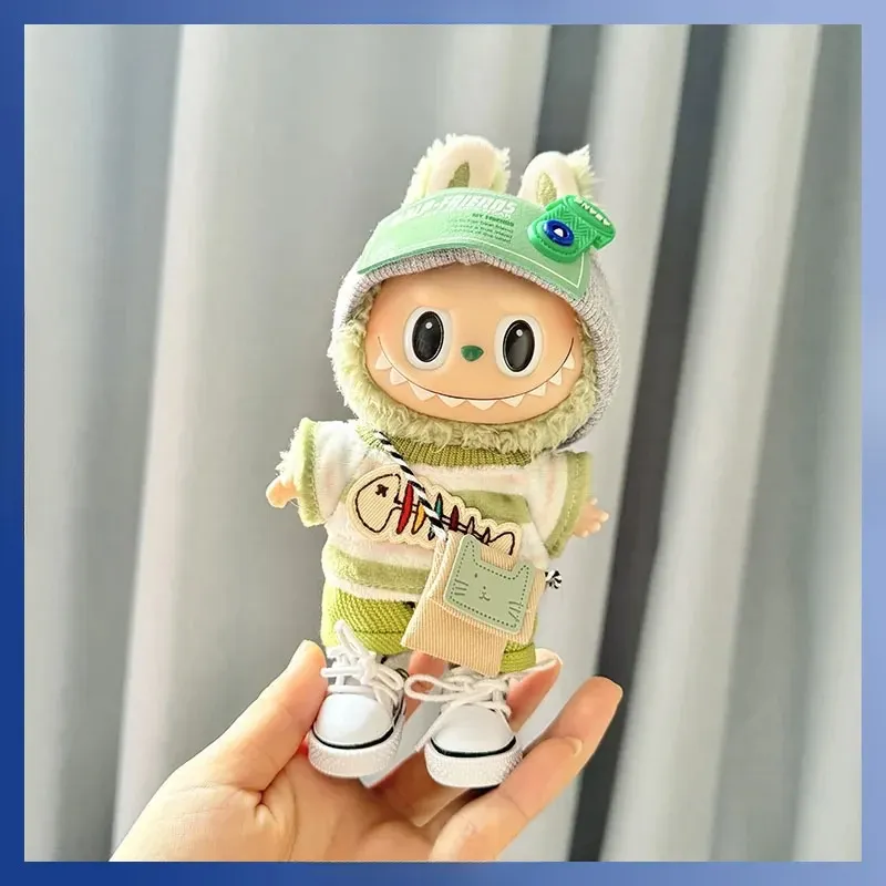 adorable green striped labubu doll clothes korea kpop style