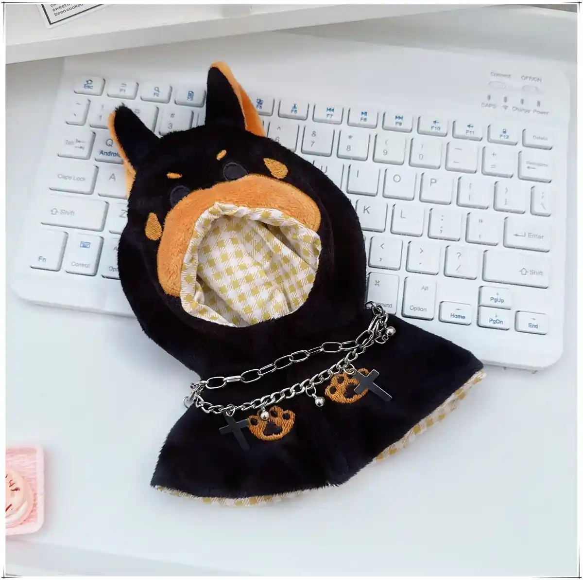 adorable labubu animal hooded cloak white dog design plush cotton