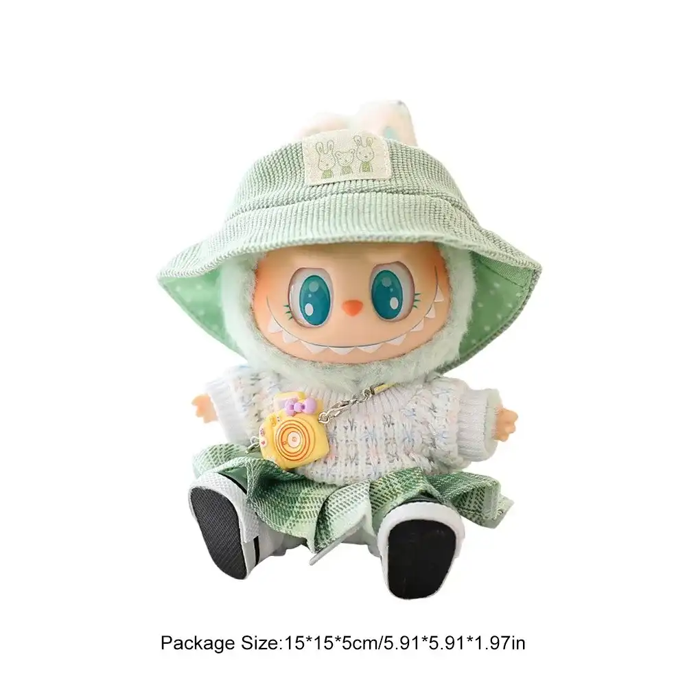 adorable labubu bunny outfit with bucket hat and bag