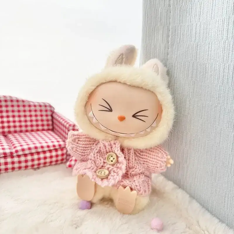 adorable labubu bunny outfit with knitted bag and hat