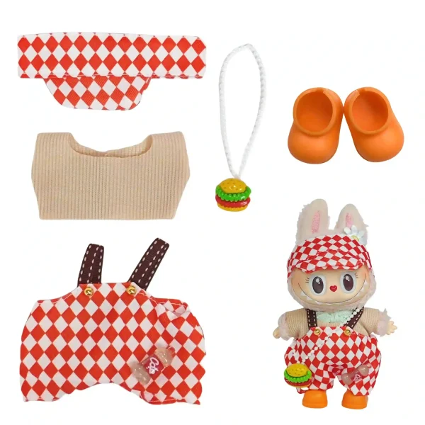 adorable labubu checkered outfit with fries necklace alternative