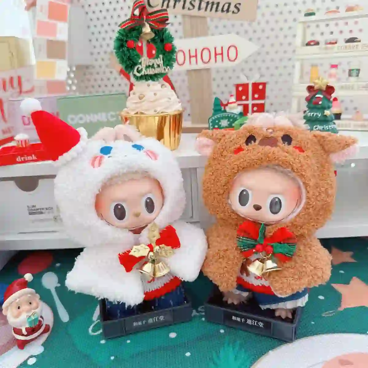 adorable labubu christmas clothes for 15 17cm plush dolls