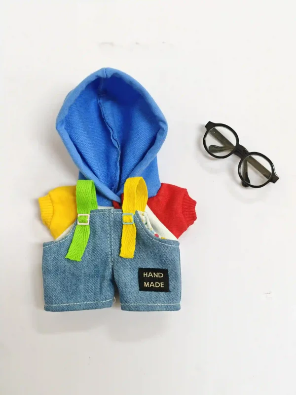 adorable labubu denim overalls outfit set with hoodie