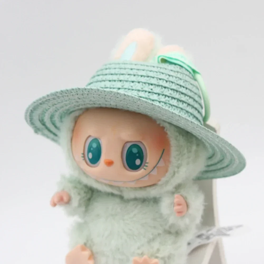 adorable labubu doll accessories summer straw hat bunny ears