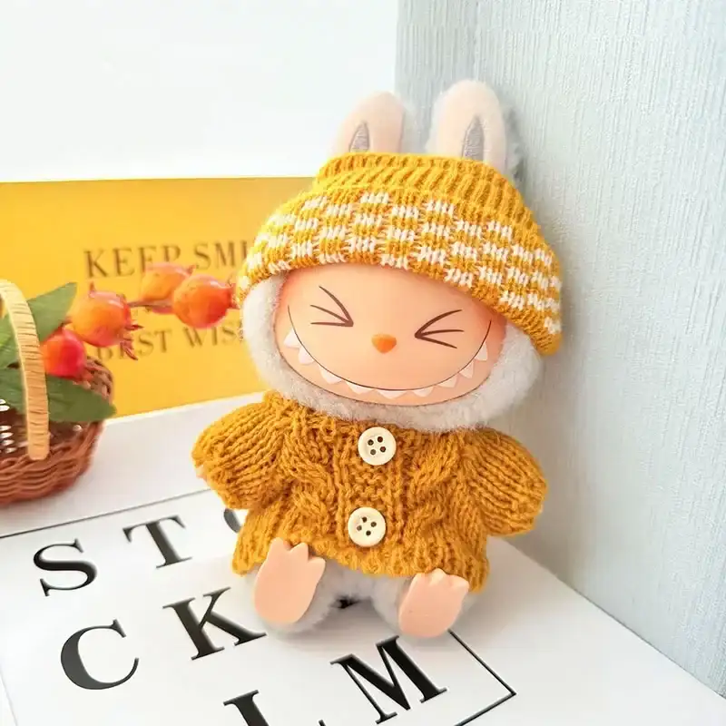 adorable labubu doll clothes knitted sweater hat accessory set