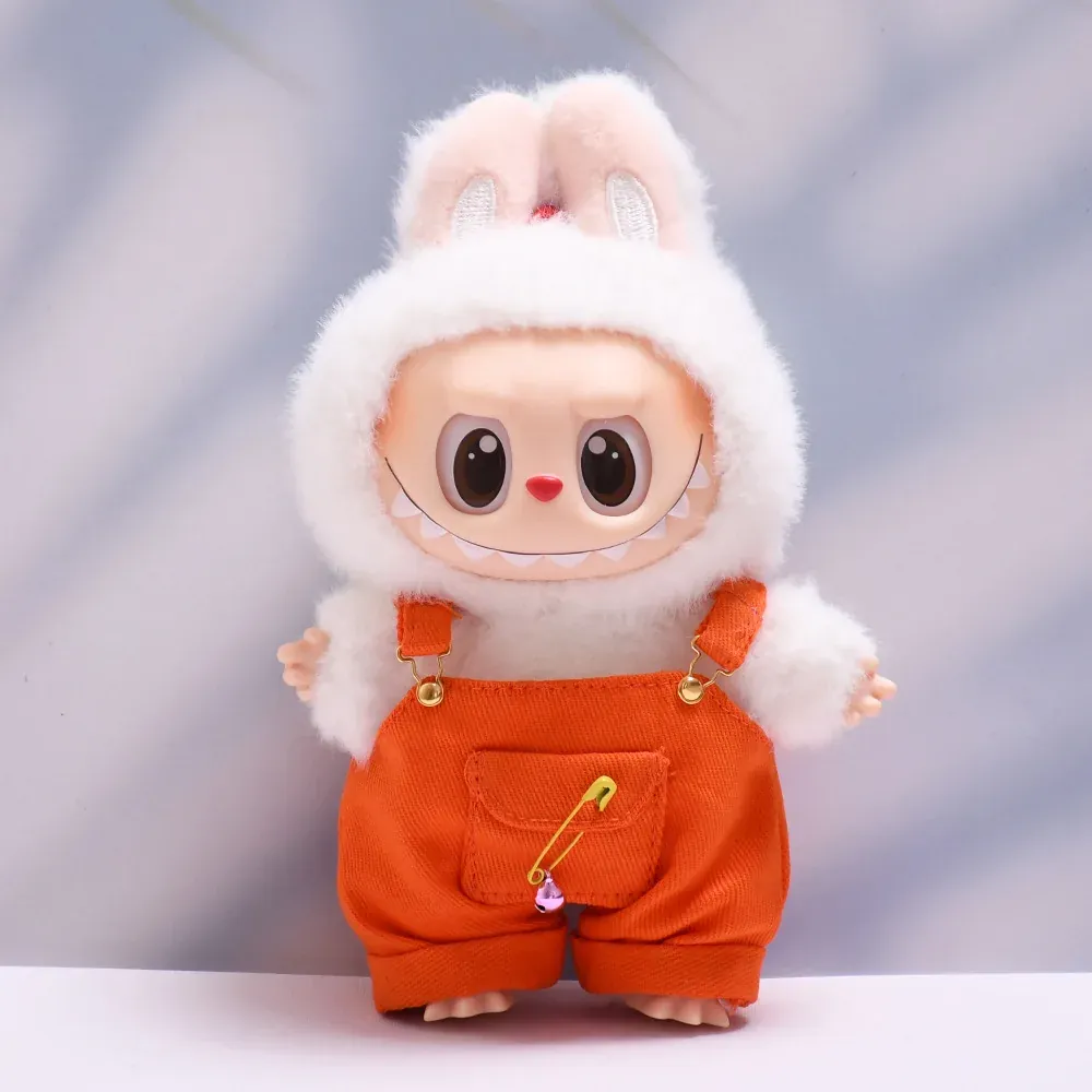 adorable labubu doll clothes with hat and overalls
