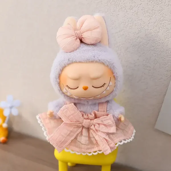 adorable labubu doll clothing set sheer fabric dress