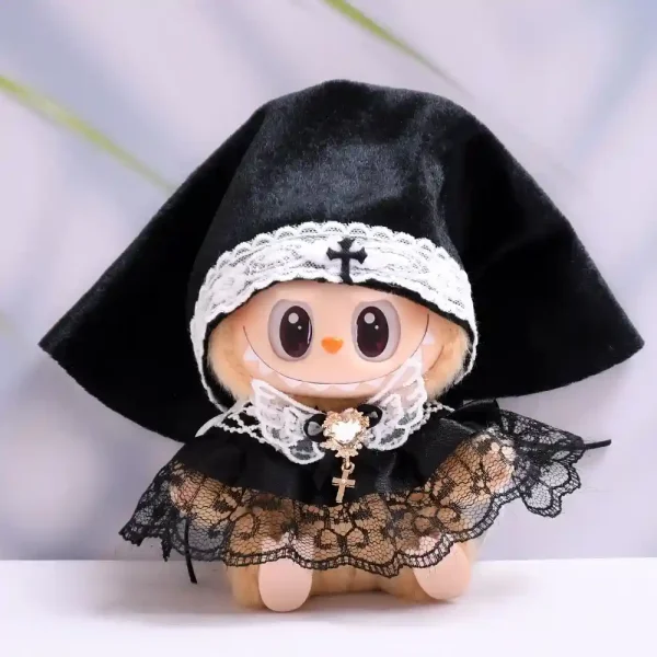 adorable labubu nun outfit with cross pendant detail
