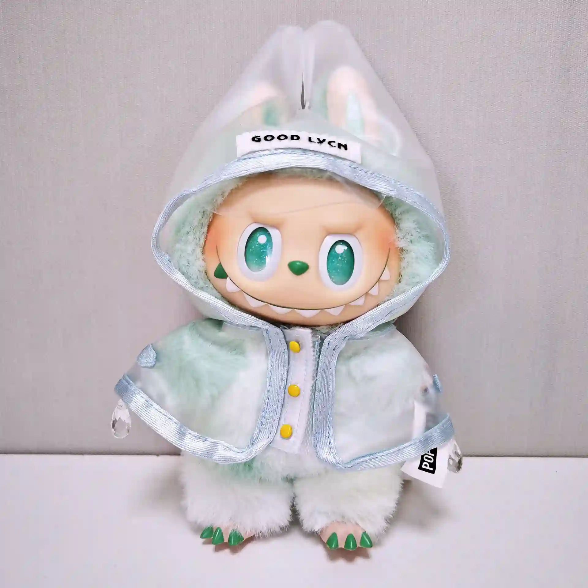 adorable labubu raincoat white yellow color options 15cm doll