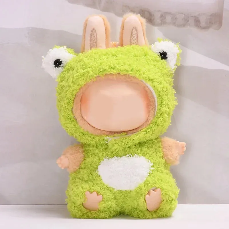 adorable lime green frog costume for 17cm Labubu
