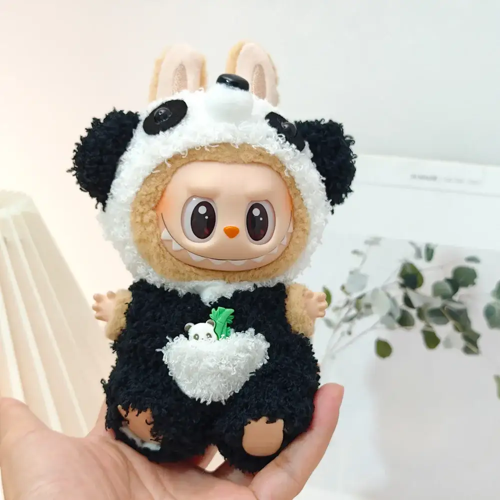 adorable lime green frog jumpsuit for labubu plush dolls