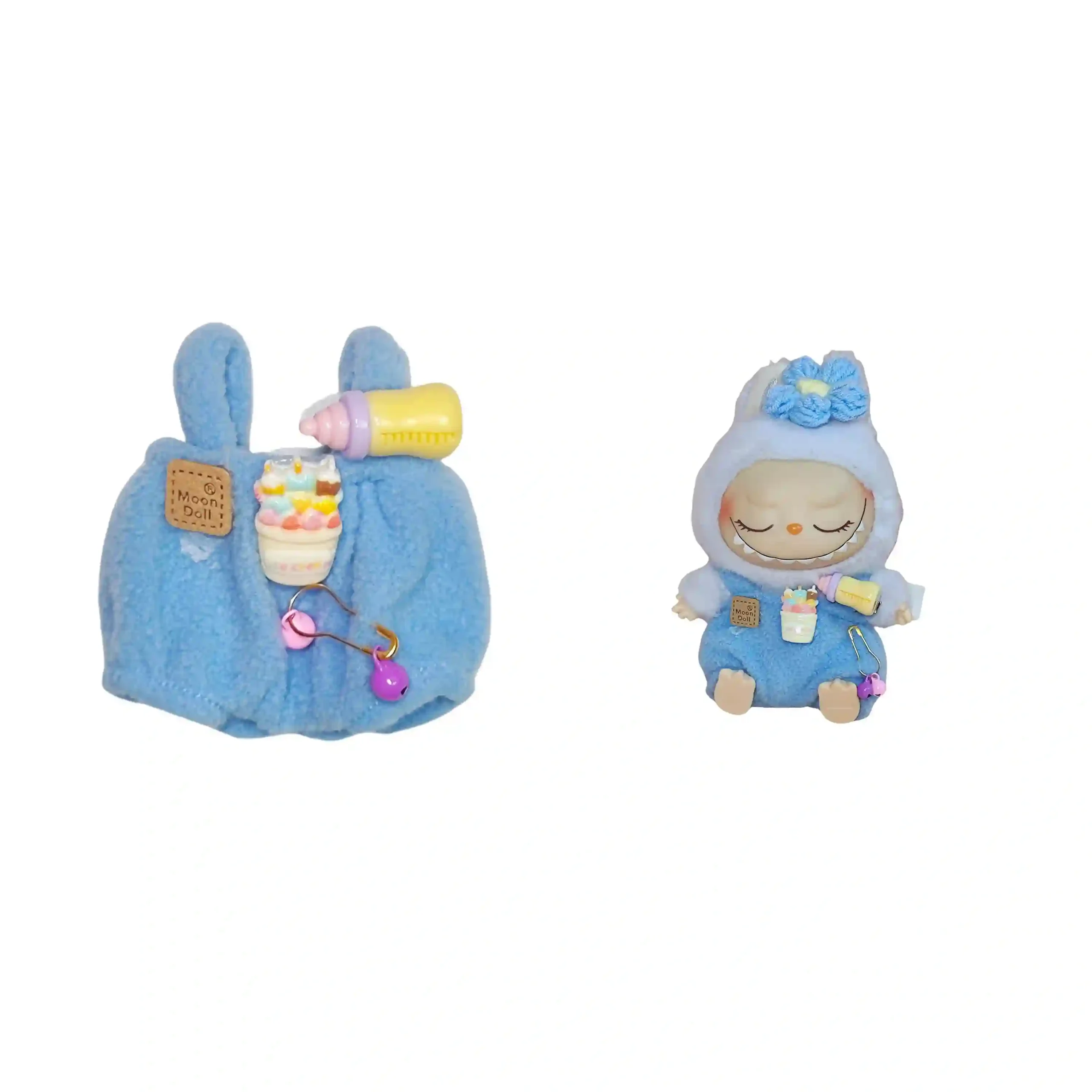 adorable pastel bunny costume for 15 17cm labubu doll scaled
