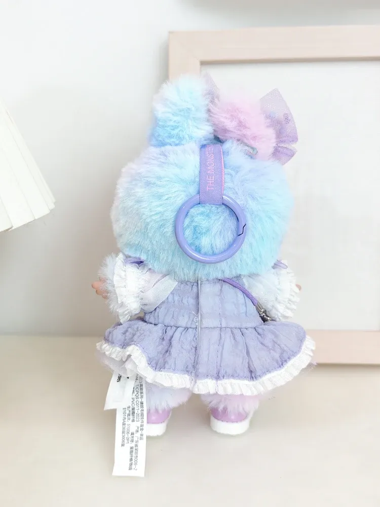 adorable pastel labubu dress with butterfly embroidery details