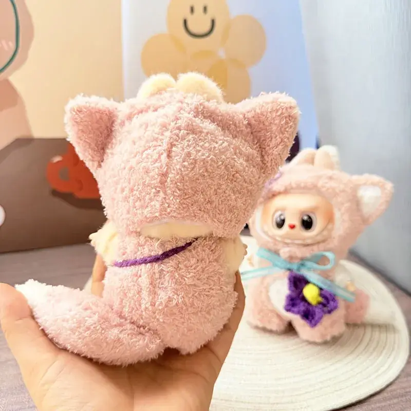 adorable pink fox onesie for 17cm labubu doll outfit set