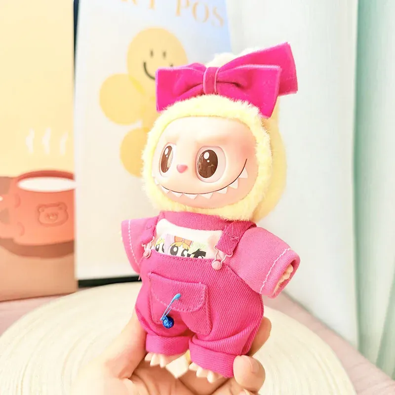 adorable pink outfit for 17cm labubu plush doll