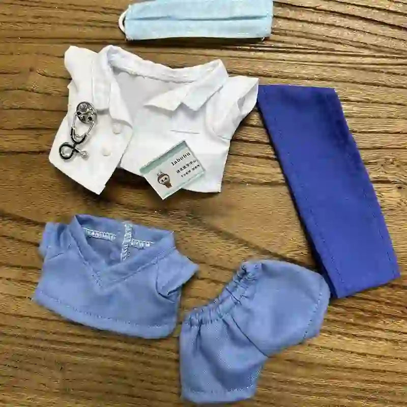 adorable teal or pink Labubu doctor uniform set