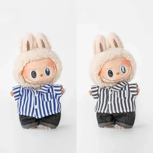 best labubu doll clothes 15cm and 17cm striped shirt and jeans set