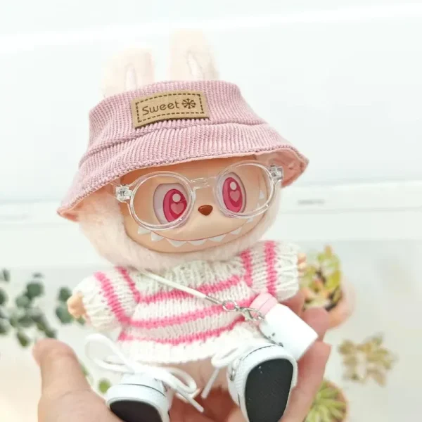 best quality pink sweater outfit for 17cm labubu doll