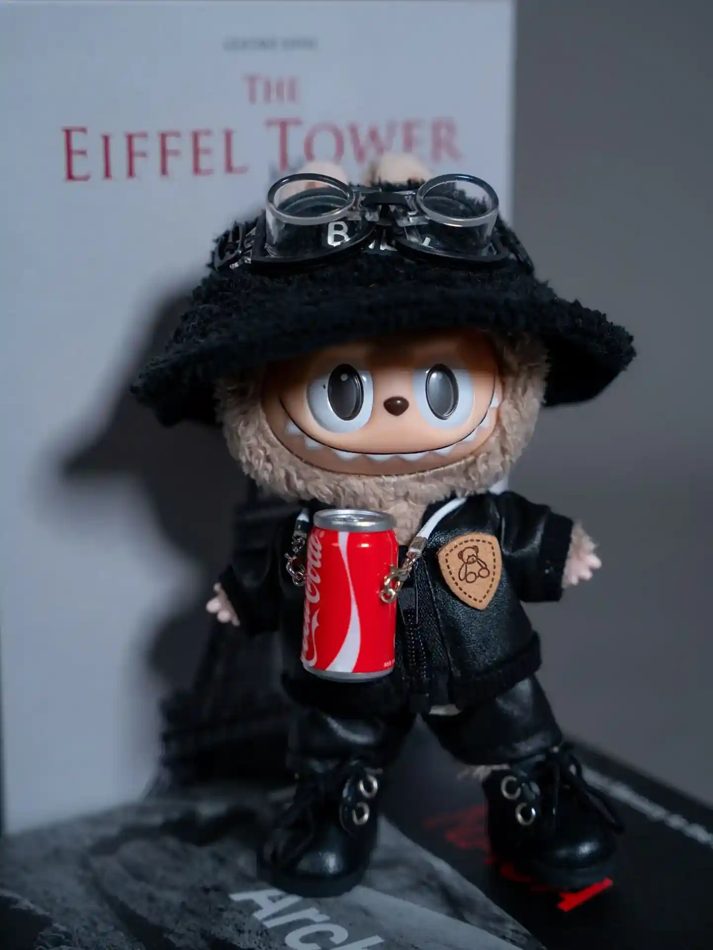 black boots and beanie accessory set for 17cm Labubu doll