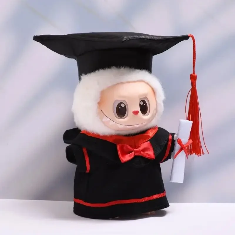 black graduation gown for labubu dolls high quality cloth material