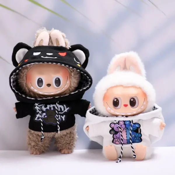 black labubu hoodie with graffiti style funny bear logo