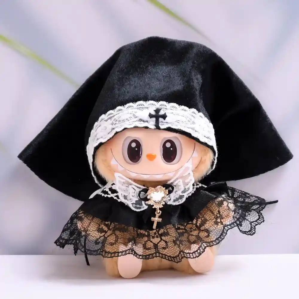 black nun costume for 15 17cm labubu dolls diy