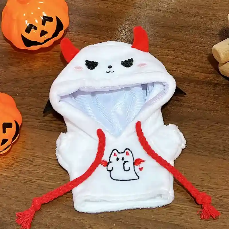 black or white labubu doll halloween devil hoodie costume