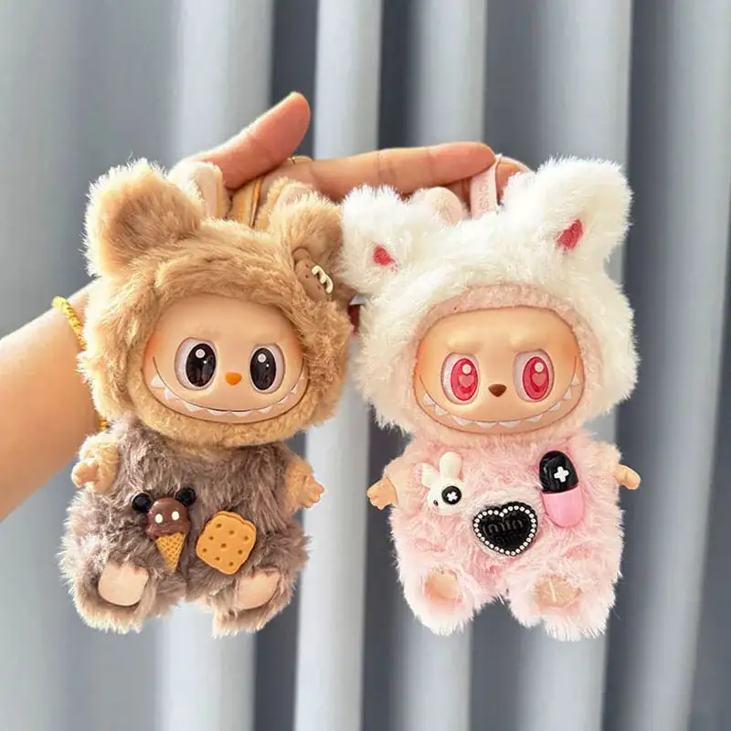 brown bear plush jumpsuit for 17cm Labubu
