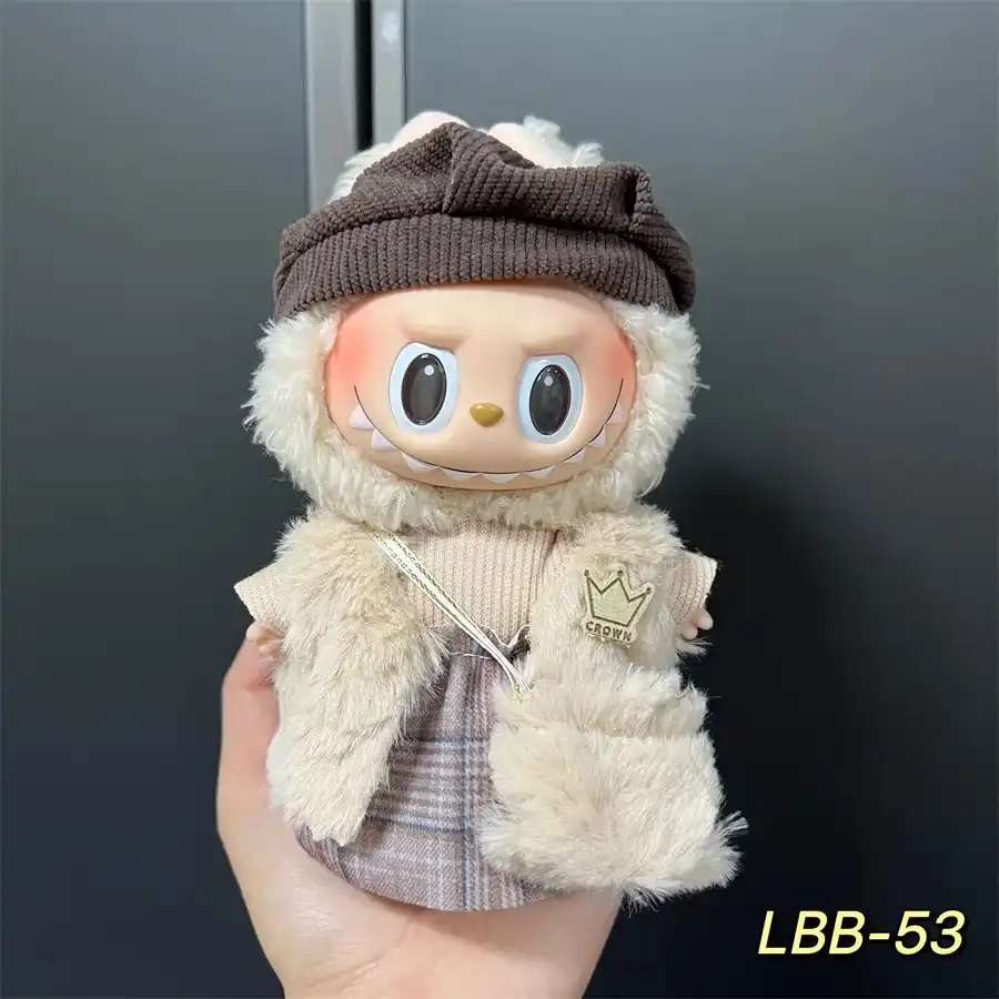 brown corduroy hat for 17cm labubu doll outfit