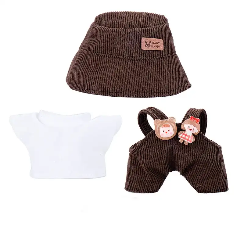 brown corduroy labubu doll outfit 17cm perfect fit