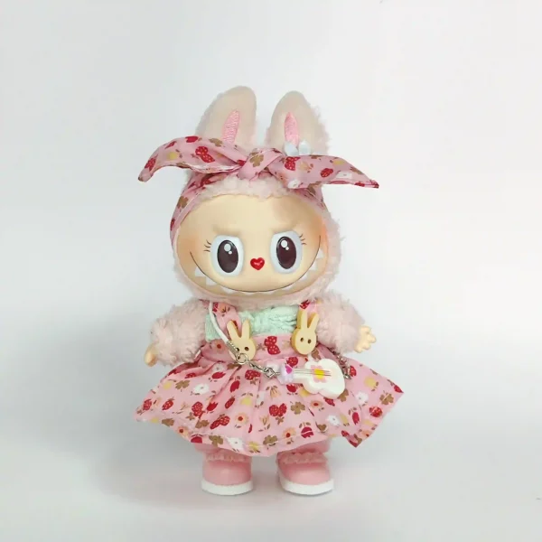 bunny button labubu floral dress outfit 17cm doll