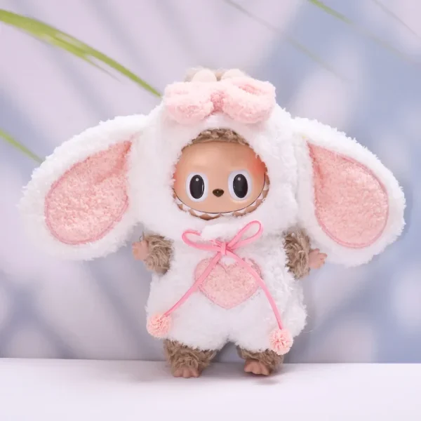 bunny costume and shorts set for 15 17cm labubu plush doll