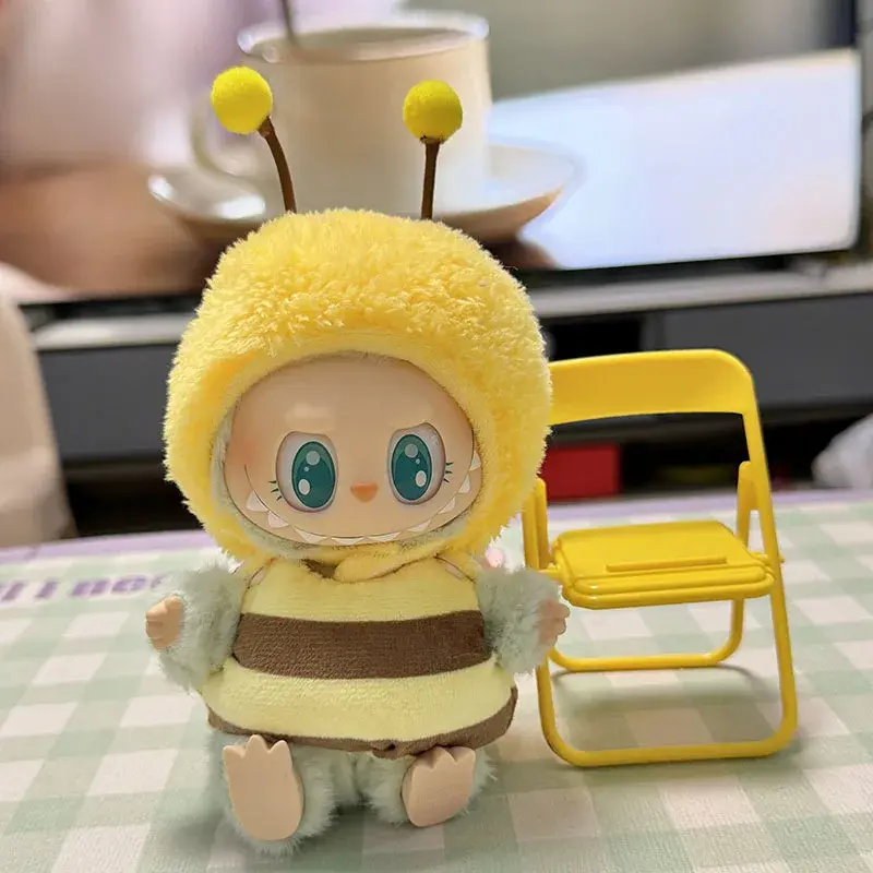 bunny costume for labubu doll with hat plush accessories