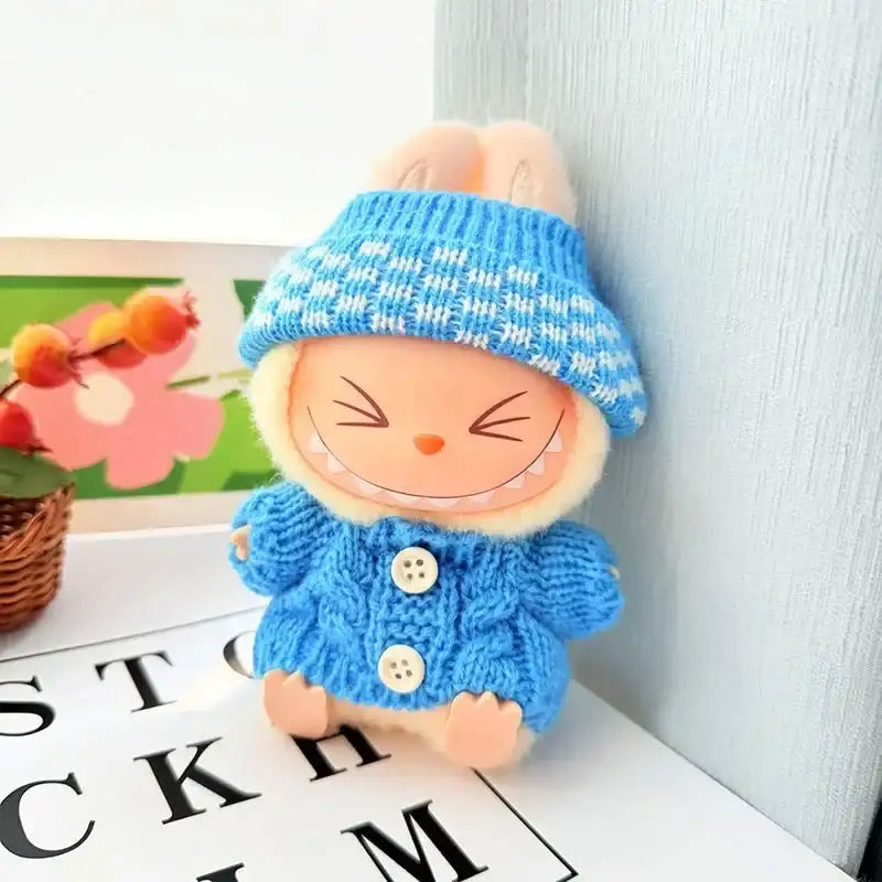charming knitted sweater and hat outfit for labubu i ii dolls