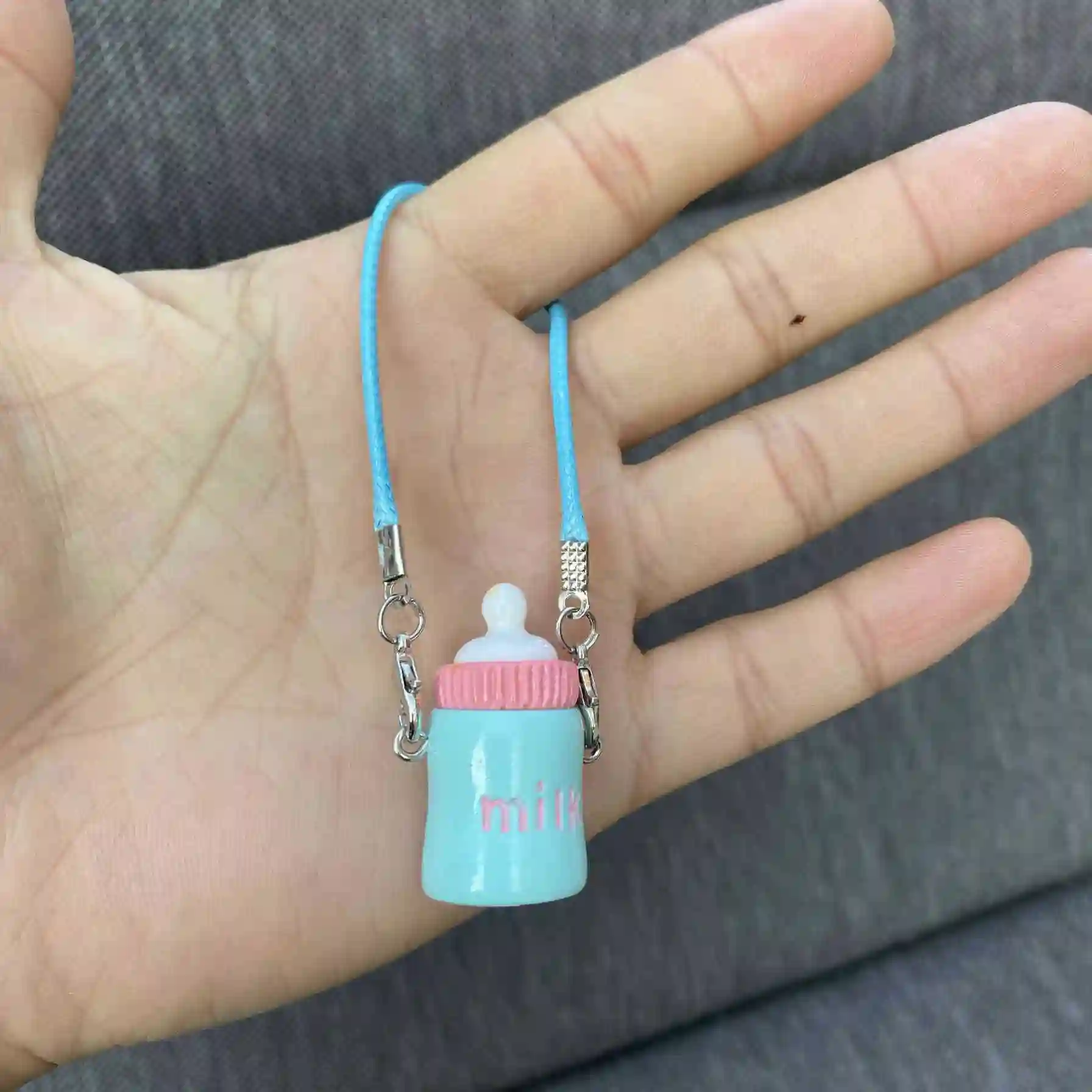 charming pastel milk bottle keychain for labubu doll decor