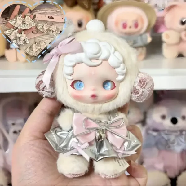 charming silver labubu dress outfit with ruffled hemline