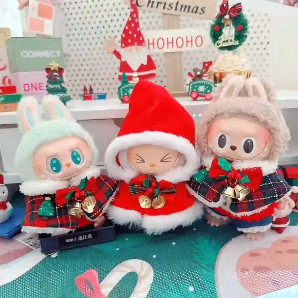 christmas labubu doll clothes set with embroidered details