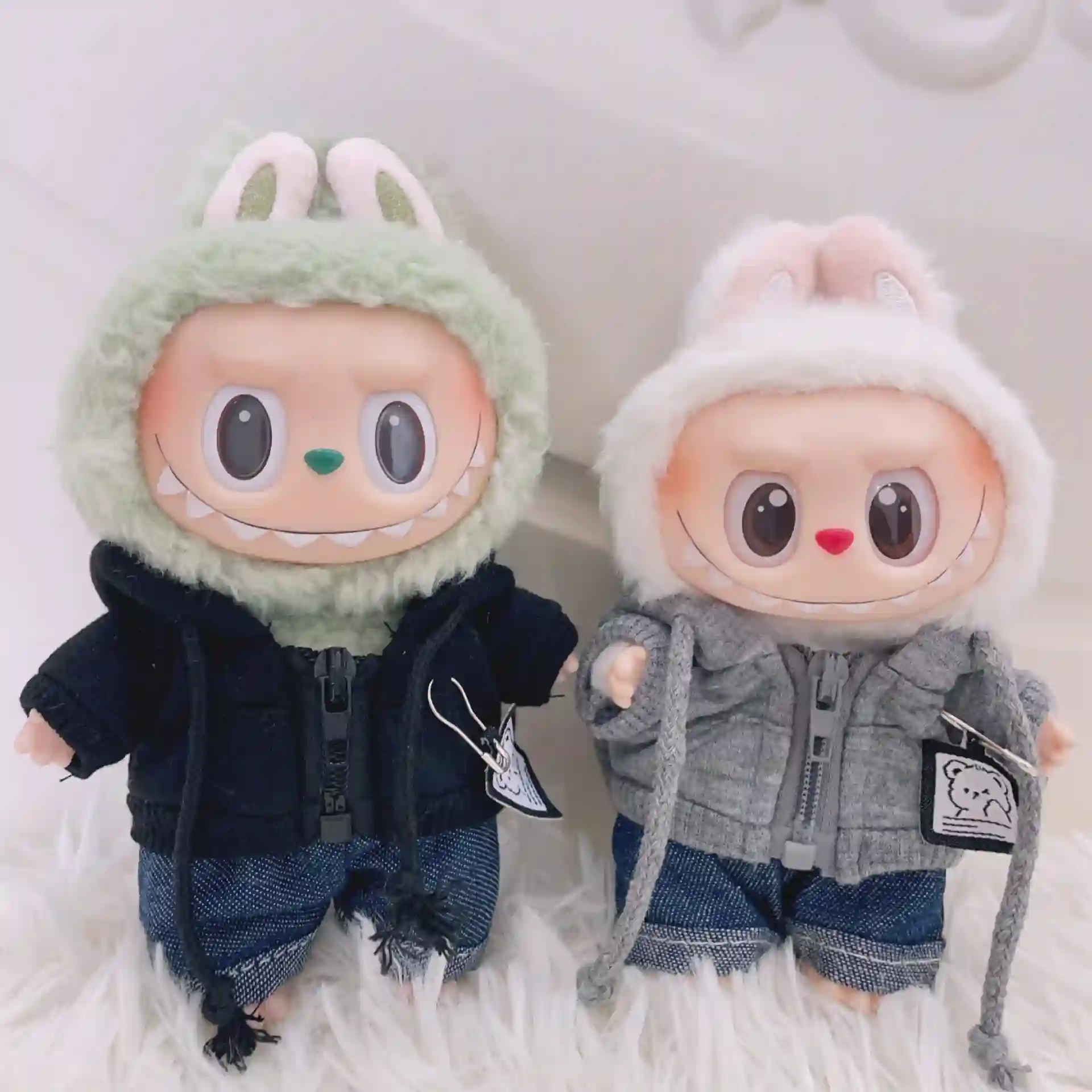 clean trims 17cm labubu doll bear hoodie outfit set quality