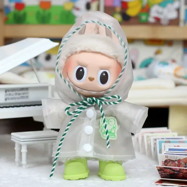 clear PVC raincoat for 17cm Labubu doll photography