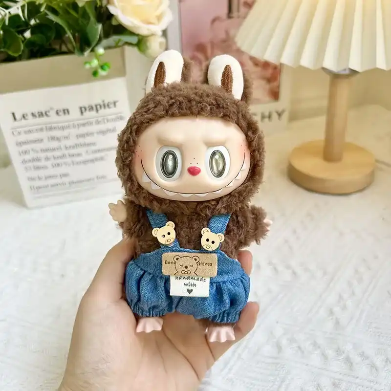 colorful bunny costume for 17cm Labubu doll outfit